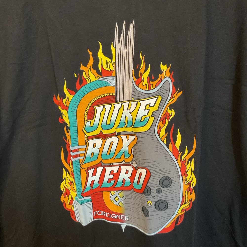 Men's foreigner Juke Box Hero black short sleeve T-shirt size XL